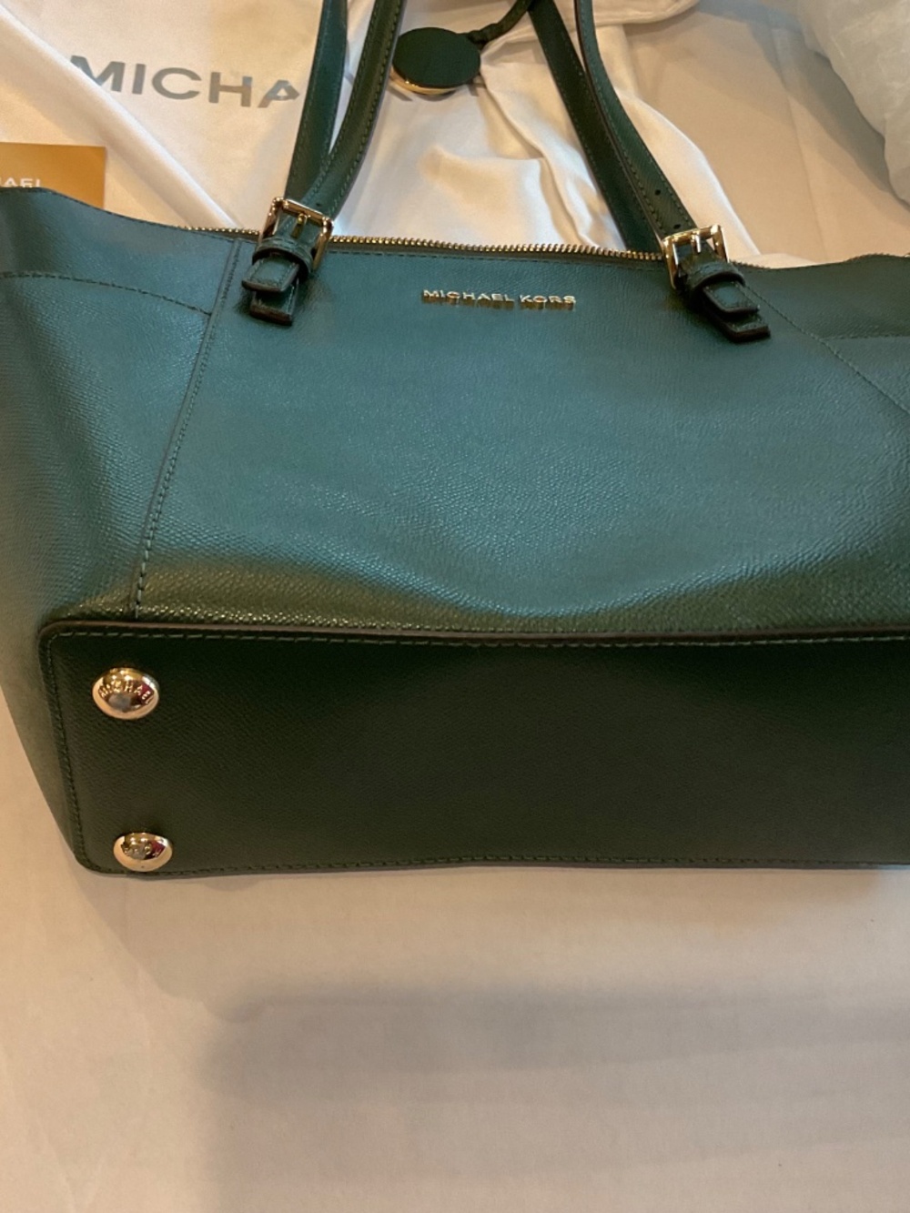 Michael Kors Jetset Moss Green Saffiano leather tote - Picture 3 of 8